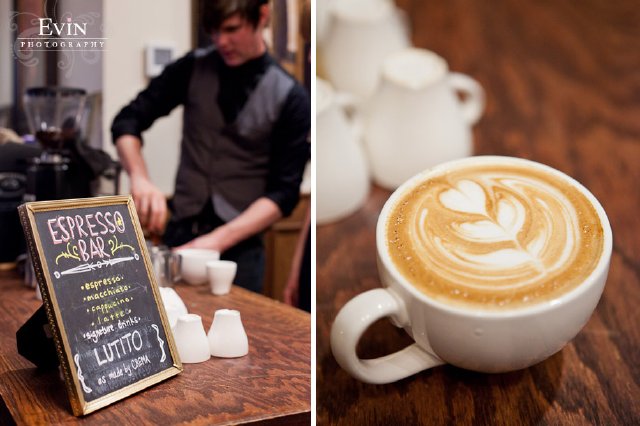 nashville wedding, reception, espresso bar, evin photography